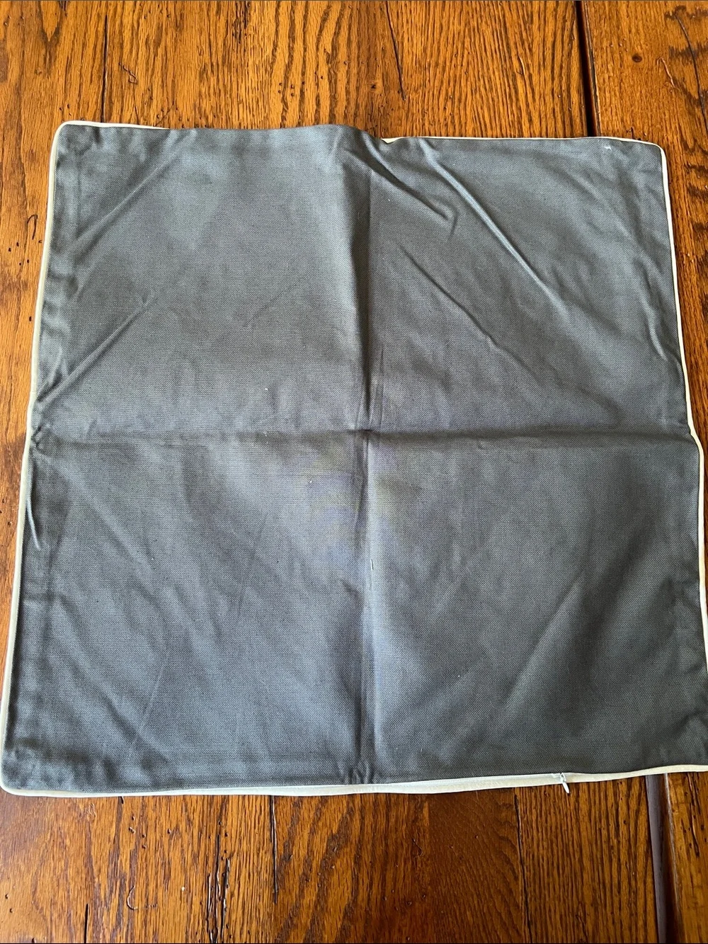 Embroidered Gray Decorative Pillow Cover with Script 